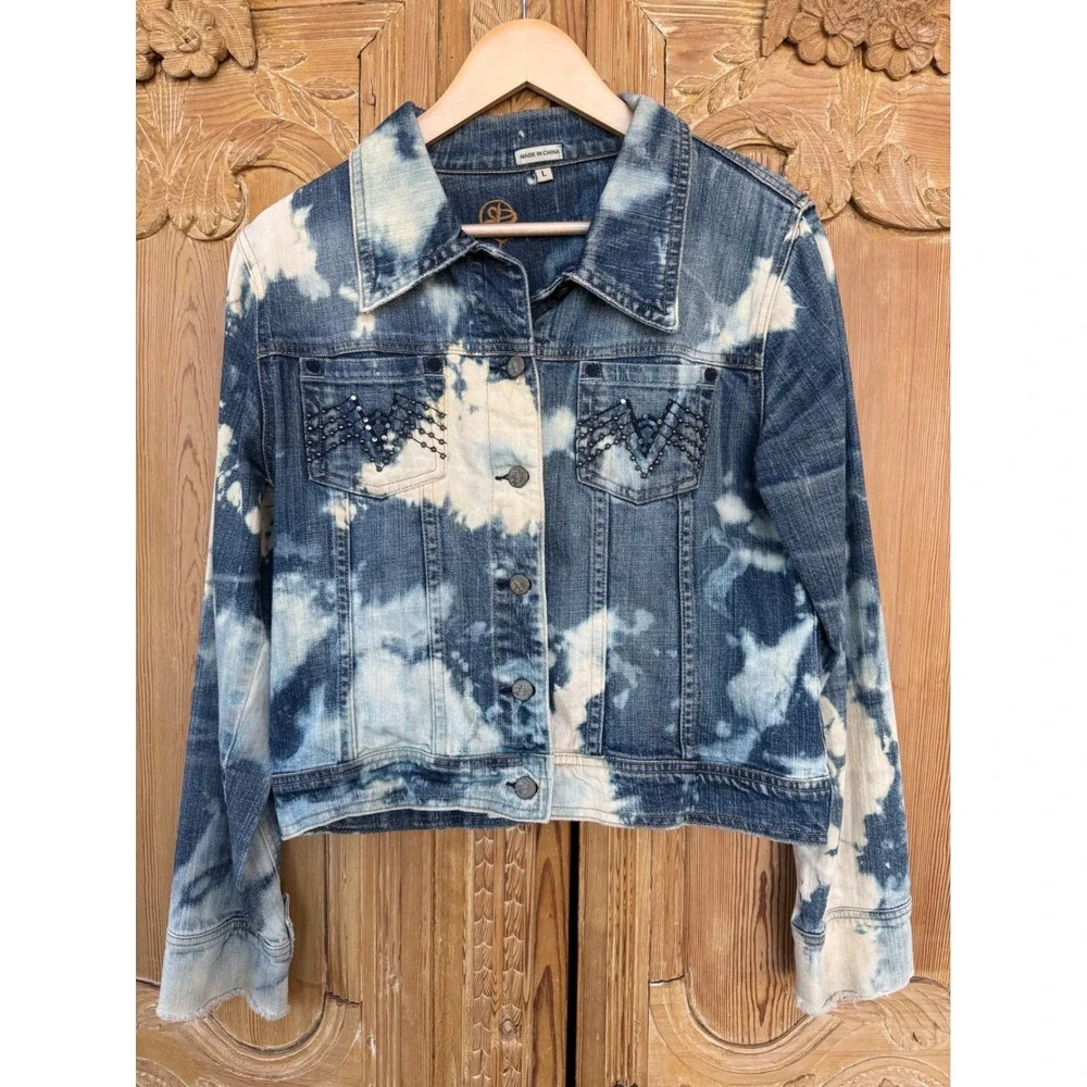 Large Distressed Denim Jacket | Vintage Anti-Weed‎ Propaganda Patch | One of One - Picture 6 of 7